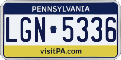 PA license plate LGN5336