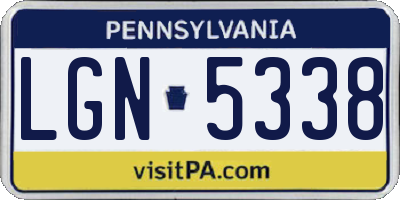 PA license plate LGN5338