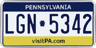 PA license plate LGN5342
