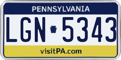 PA license plate LGN5343
