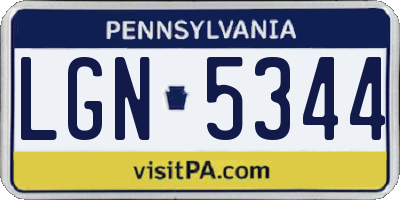 PA license plate LGN5344
