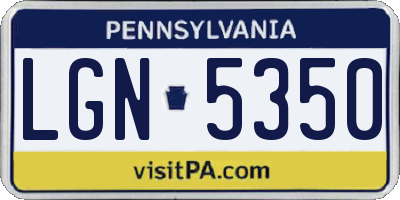 PA license plate LGN5350
