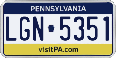 PA license plate LGN5351