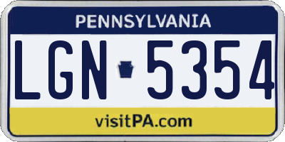 PA license plate LGN5354