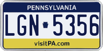 PA license plate LGN5356