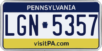PA license plate LGN5357