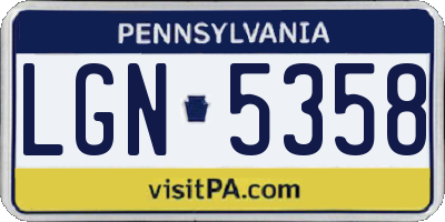 PA license plate LGN5358
