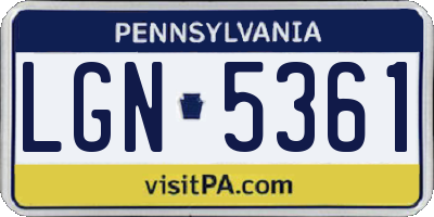 PA license plate LGN5361