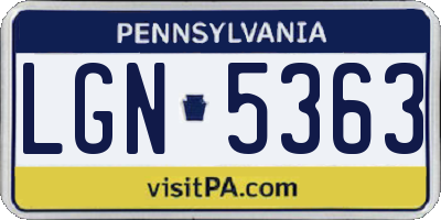 PA license plate LGN5363