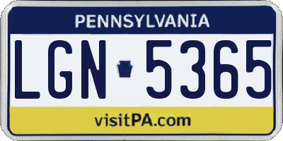 PA license plate LGN5365