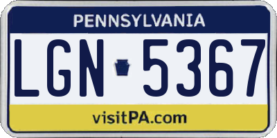 PA license plate LGN5367