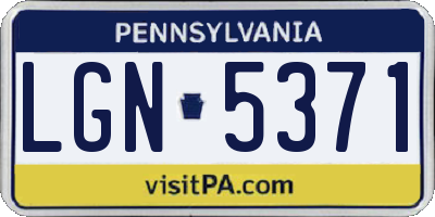PA license plate LGN5371