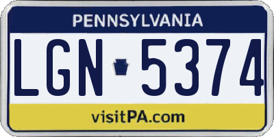 PA license plate LGN5374