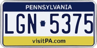 PA license plate LGN5375
