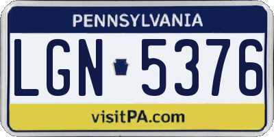 PA license plate LGN5376
