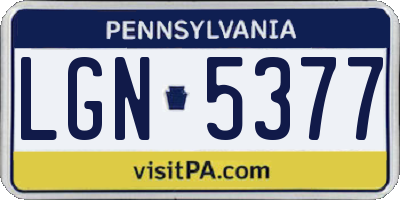 PA license plate LGN5377
