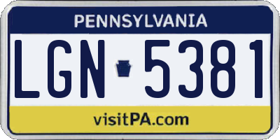 PA license plate LGN5381