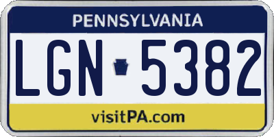 PA license plate LGN5382