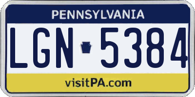 PA license plate LGN5384
