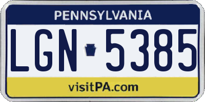 PA license plate LGN5385