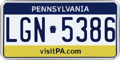 PA license plate LGN5386