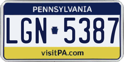PA license plate LGN5387