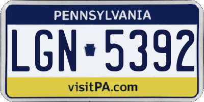 PA license plate LGN5392