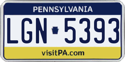 PA license plate LGN5393