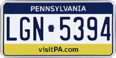 PA license plate LGN5394