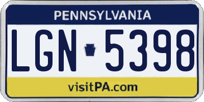 PA license plate LGN5398