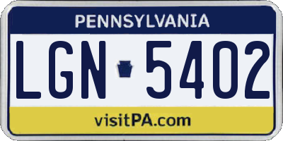 PA license plate LGN5402