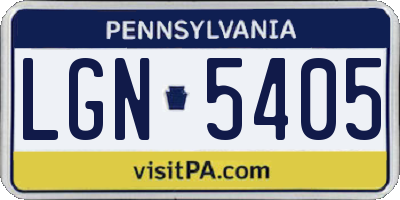 PA license plate LGN5405