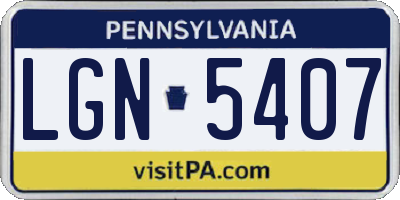 PA license plate LGN5407