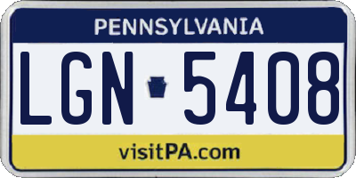 PA license plate LGN5408