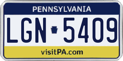 PA license plate LGN5409