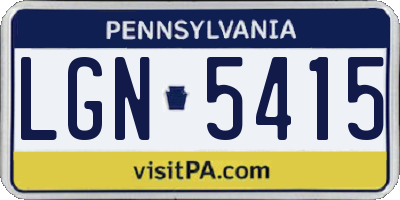 PA license plate LGN5415
