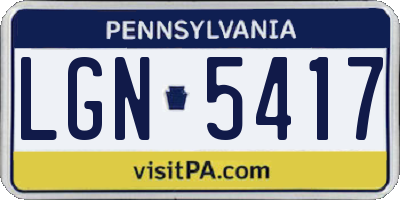 PA license plate LGN5417