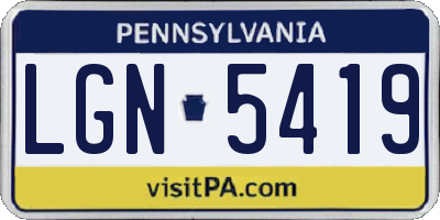 PA license plate LGN5419