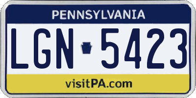 PA license plate LGN5423