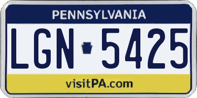 PA license plate LGN5425