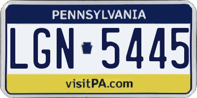 PA license plate LGN5445