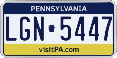 PA license plate LGN5447