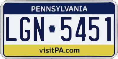 PA license plate LGN5451