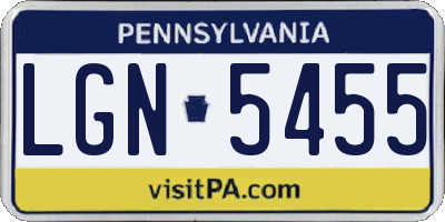 PA license plate LGN5455
