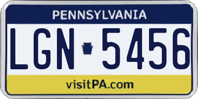 PA license plate LGN5456