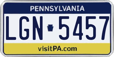 PA license plate LGN5457