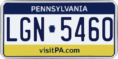 PA license plate LGN5460