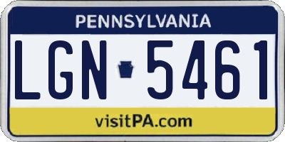 PA license plate LGN5461