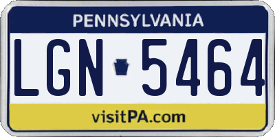 PA license plate LGN5464