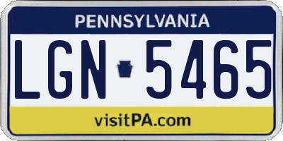 PA license plate LGN5465